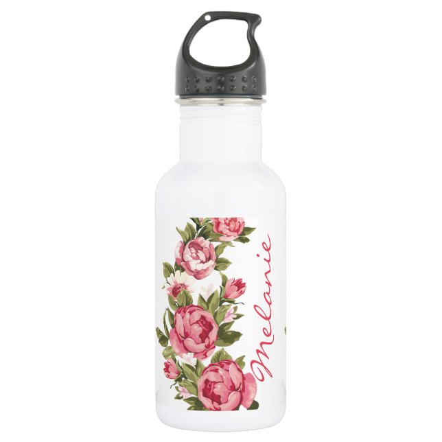 Vintager Rosenrosen Trinkflasche (Vorderseite)