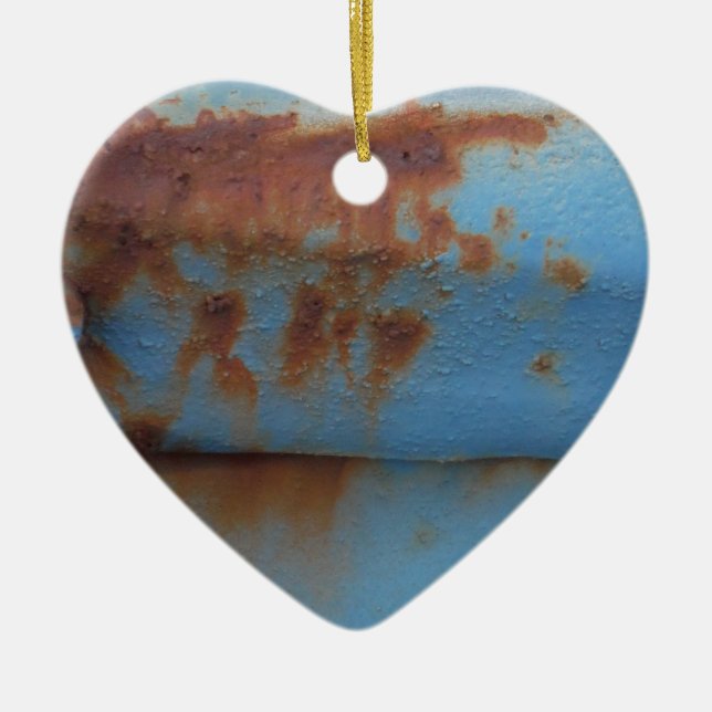 Vintager Rostblauer Keramikornament (Vorne)