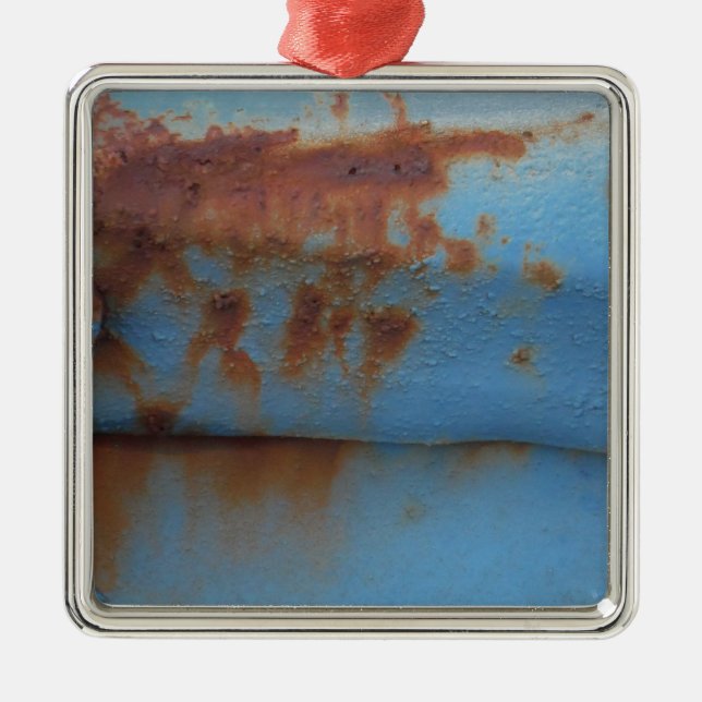 Vintager Rostblauer Ornament Aus Metall (Vorne)