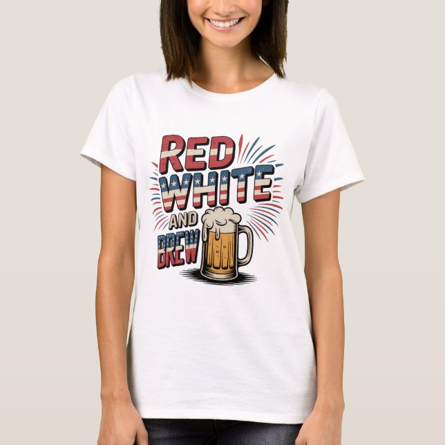 Vintager Rot-Weiß-Stil T-Shirt (Vorderseite)
