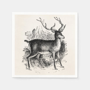 Vintager rote Rotwild-Hirsch-personalisierte Serviette