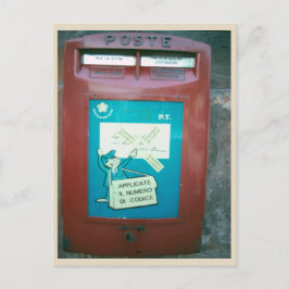 Vintager roter Briefkasten im Foto Rom Postkarte