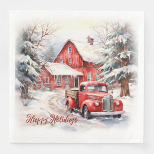 Vintager roter Farm Truck Roter Stall Serviette