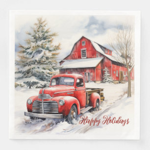 Vintager roter Farm Truck Roter Stall Serviette