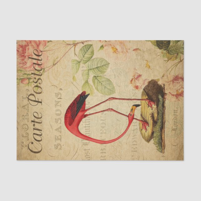 Vintager Roter Flamingo Seidenpapier (Vorderseite)