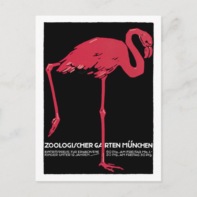 Vintager Roter Flamingo Zoo Postkarte (Vorderseite)