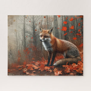 Vintager Roter Fox Herbstblätter 16x20 Puzzle