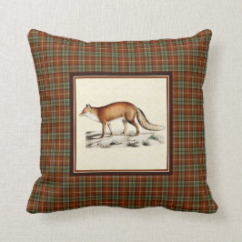 Vintager roter Fox mit dem rustikalen Fall kariert Kissen