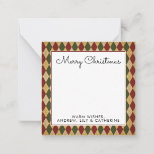 Vintager roter grüner Diamant-frohe Weihnacht-Gruß Mitteilungskarte