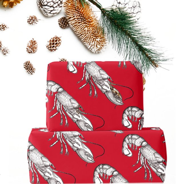 Vintager roter Hummer Geschenkpapier (Von Creator hochgeladen)