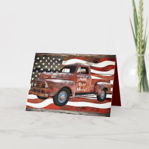 Vintager roter LKW - Amerikanische Flagge