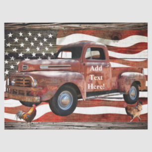 Vintager roter LKW - Amerikanische Flagge Seidenpapier