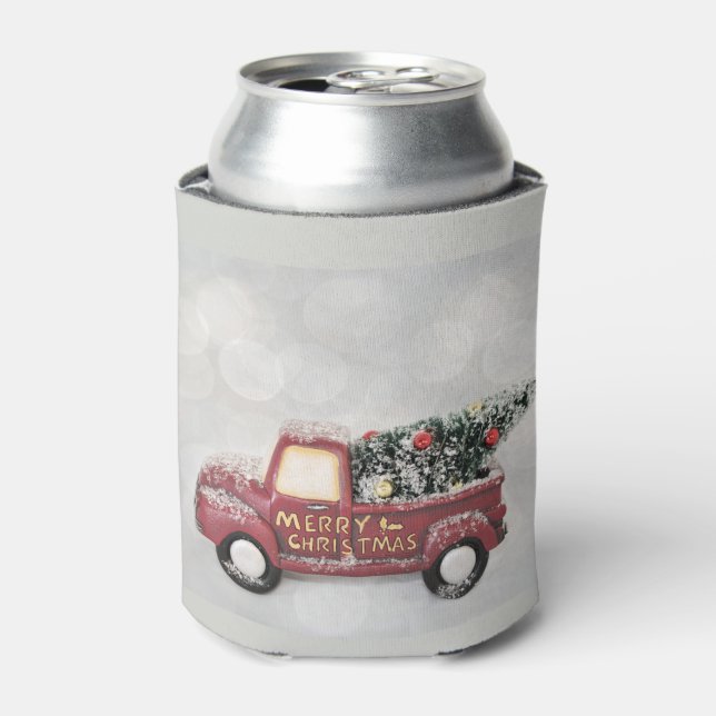 Vintager roter LKW auf grauem Hintergrund Dosenkühler (Kanne Vorderseite)