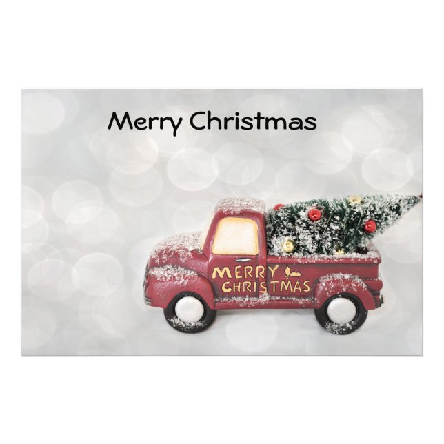 Vintager roter LKW auf grauem Hintergrund Fotodruck (Vorne)