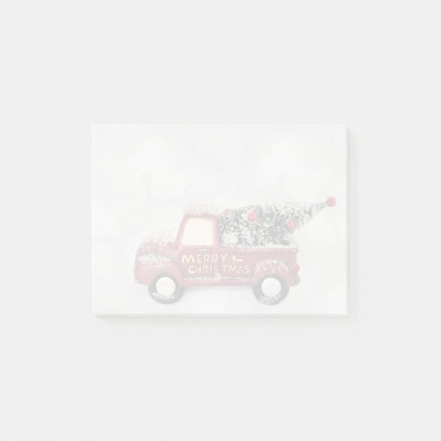 Vintager roter LKW auf grauem Hintergrund Post-it Klebezettel (Vorderseite)