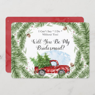Vintager roter Lkw Du bist meine Brautjungfrau Ein Einladung