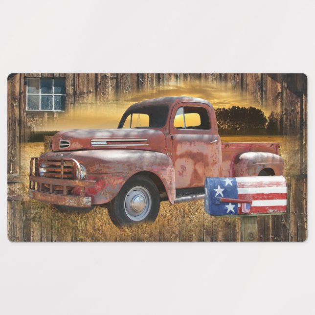 Vintager Roter LKW Etiketten (Design 1)