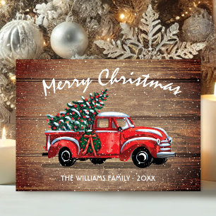 Vintager roter LKW Frohe Weihnachten Rustikales Ho
