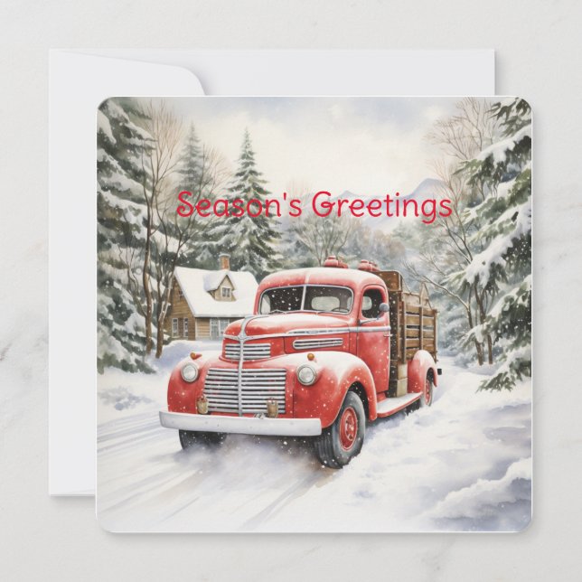 Vintager roter LKW für Weihnachten (Vorderseite)