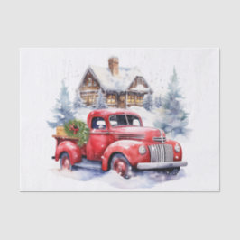 Vintager roter LKW für Weihnachten Seidenpapier