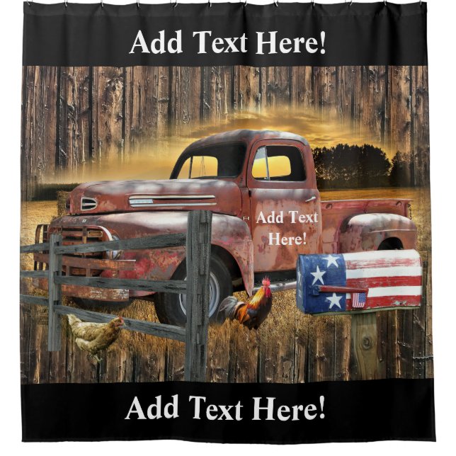 Vintager roter LKW-LKW-LKW Duschvorhang (Vorderseite)