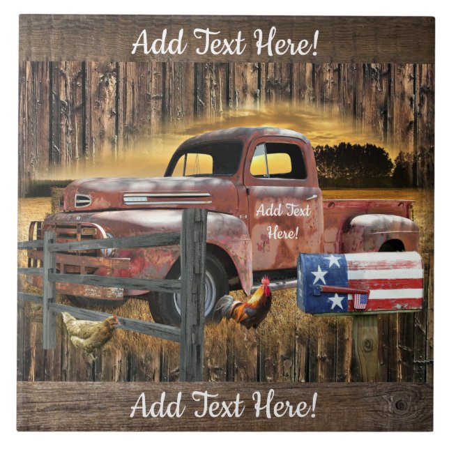 Vintager roter LKW-LKW-LKW Fliese (Vorderseite)