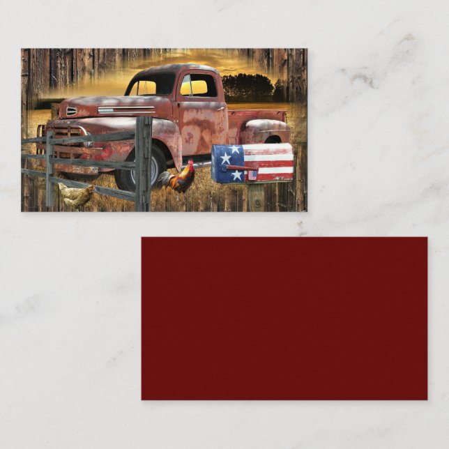 Vintager roter LKW-LKW-LKW Visitenkarte (Vorne/Hinten)