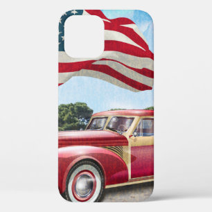 Vintager roter LKW mit amerikanischer Flagge. Case-Mate iPhone Hülle