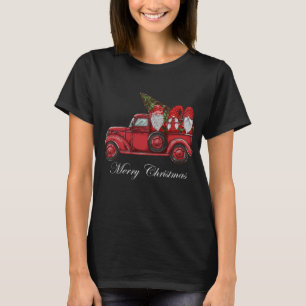 Vintager roter LKW mit drei Gnomen Merry Christma T-Shirt