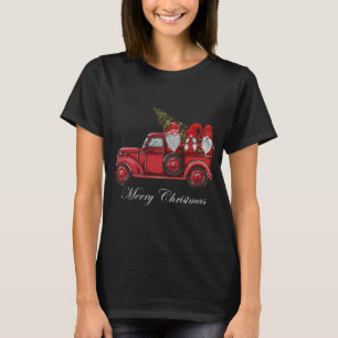 Vintager roter LKW mit drei Gnomen Merry Christma T-Shirt