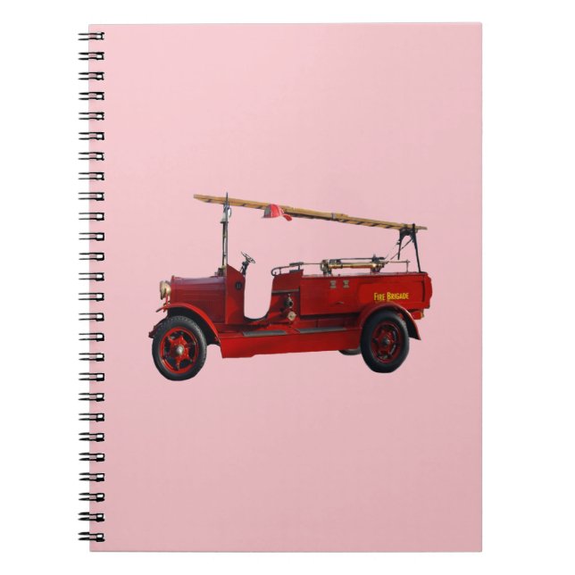 Vintager roter LKW mit Oberleitung, Notizblock (Vorderseite)