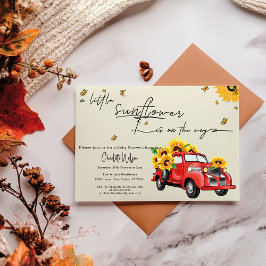 Vintager roter LKW mit Sonnenblumendusche Einladung