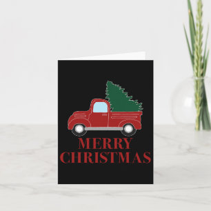 Vintager roter LKW mit Weihnachtsbaum Karte