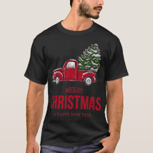 Vintager roter LKW mit Xmas Tree Pullover