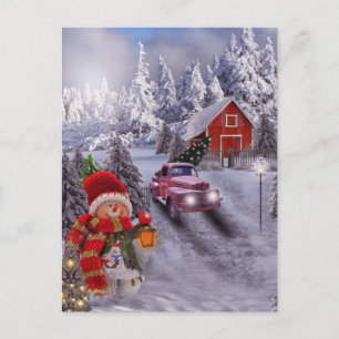 Vintager Roter LKW Postkarte