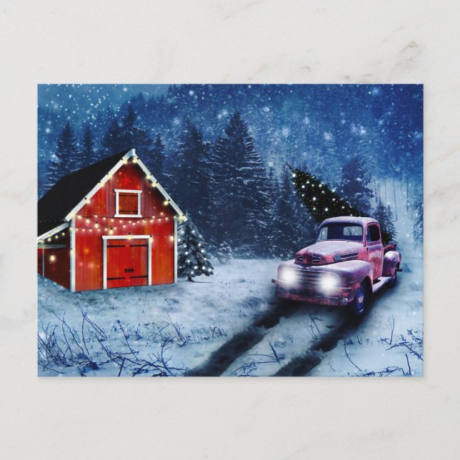 Vintager Roter LKW Postkarte (Vorderseite)