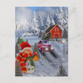 Vintager Roter LKW Postkarte