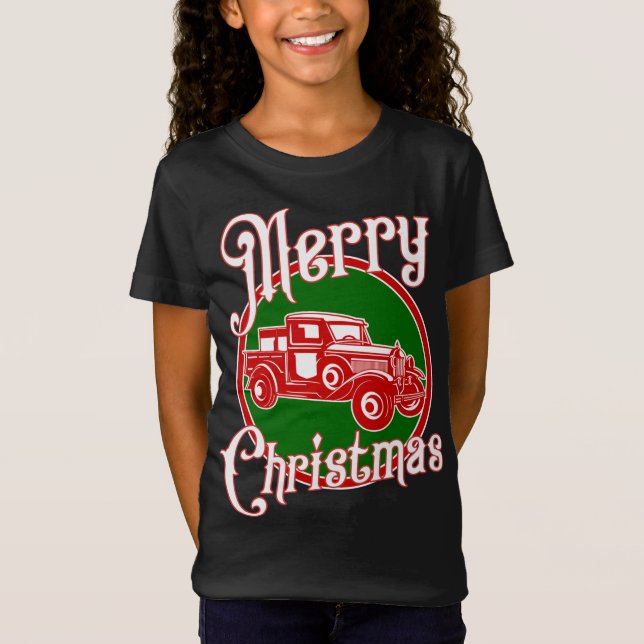 Vintager Roter LKW T-Shirt (Vorderseite)