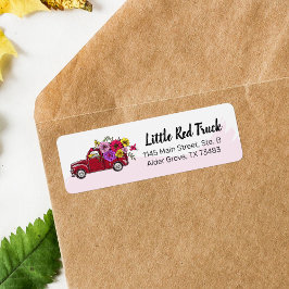 Vintager roter Lkw und Blume Niedliche Rücksendead