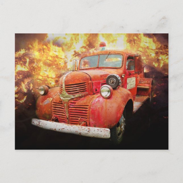 Vintager roter LKW von gestern Postkarte (Vorderseite)