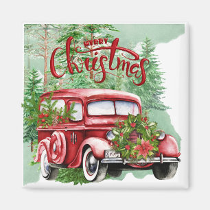 Vintager roter LKW-Weihnachtsmagnet Magnet