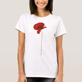 Vintager Roter Mohn T-Shirt