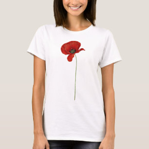 Vintager Roter Mohn T-Shirt
