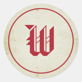 Vintager Roter Monogramm-Umschlag Aufkleber