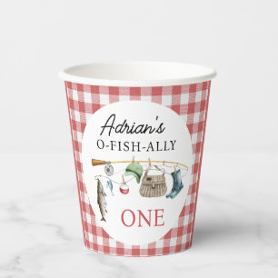 Vintager Roter O-Fisch-Ally 1. Geburtstag Pappbecher