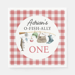 Vintager Roter O-Fisch-Ally 1. Geburtstag Serviette