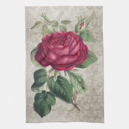 Vintager Roter Ross mit Damask Geschirrtuch