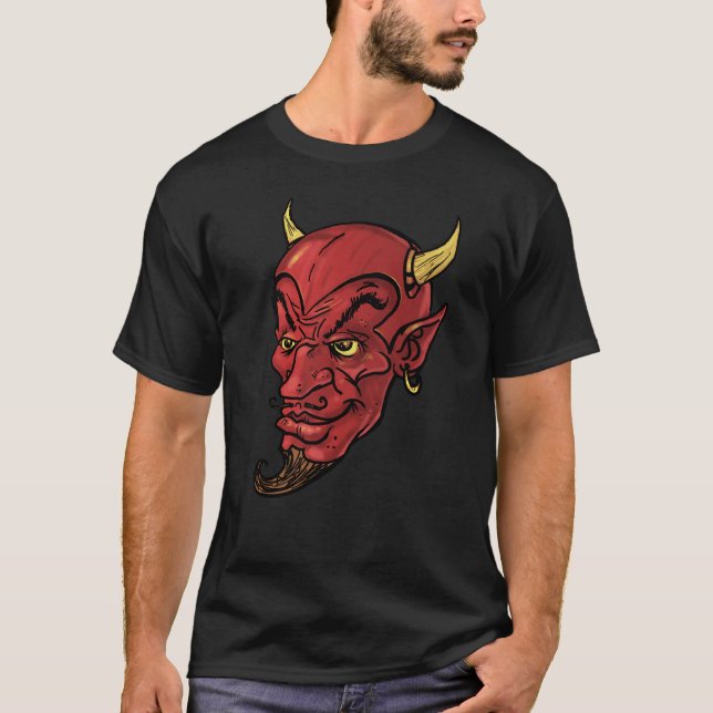 Vintager roter Teufel Halloweens T-Shirt (Vorderseite)
