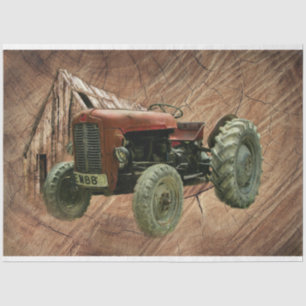 Vintager Roter Traktor Seidenpapier