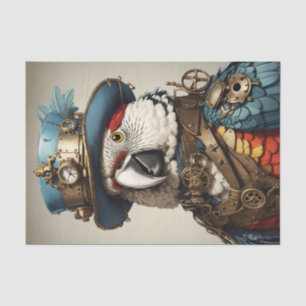 Vintager Roter und Weißer Steampenpapagei Seidenpapier